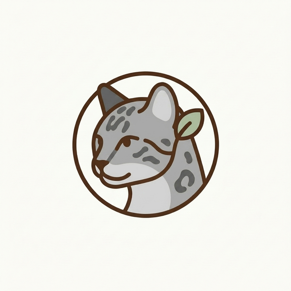 Purrwell logo, grey Bengal cat mark